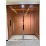 PHÒNG TẮM KHUNG INOX CHỮ T CỬA MỞ QUAY 2 CÁNH 1 VÁCH BẢN LỀ TRÊN DƯỚI 