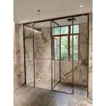 PHÒNG TẮM KHUNG INOX CHỮ T CỬA LÙA 1 CÁNH 2 PHÒNG