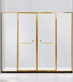 PHÒNG TẮM KHUNG INOX CHỮ T CỬA MỞ QUAY 2 CÁNH 1 VÁCH FULL VIỀN 