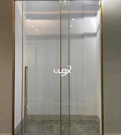 PHÒNG TẮM KHUNG INOX CỬA LÙA 1 CÁNH 1 FIX CÓ GIẢM CHẤN