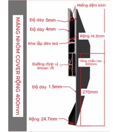 MÁNG NHÔM COVER LILOX BẢN 400 MM